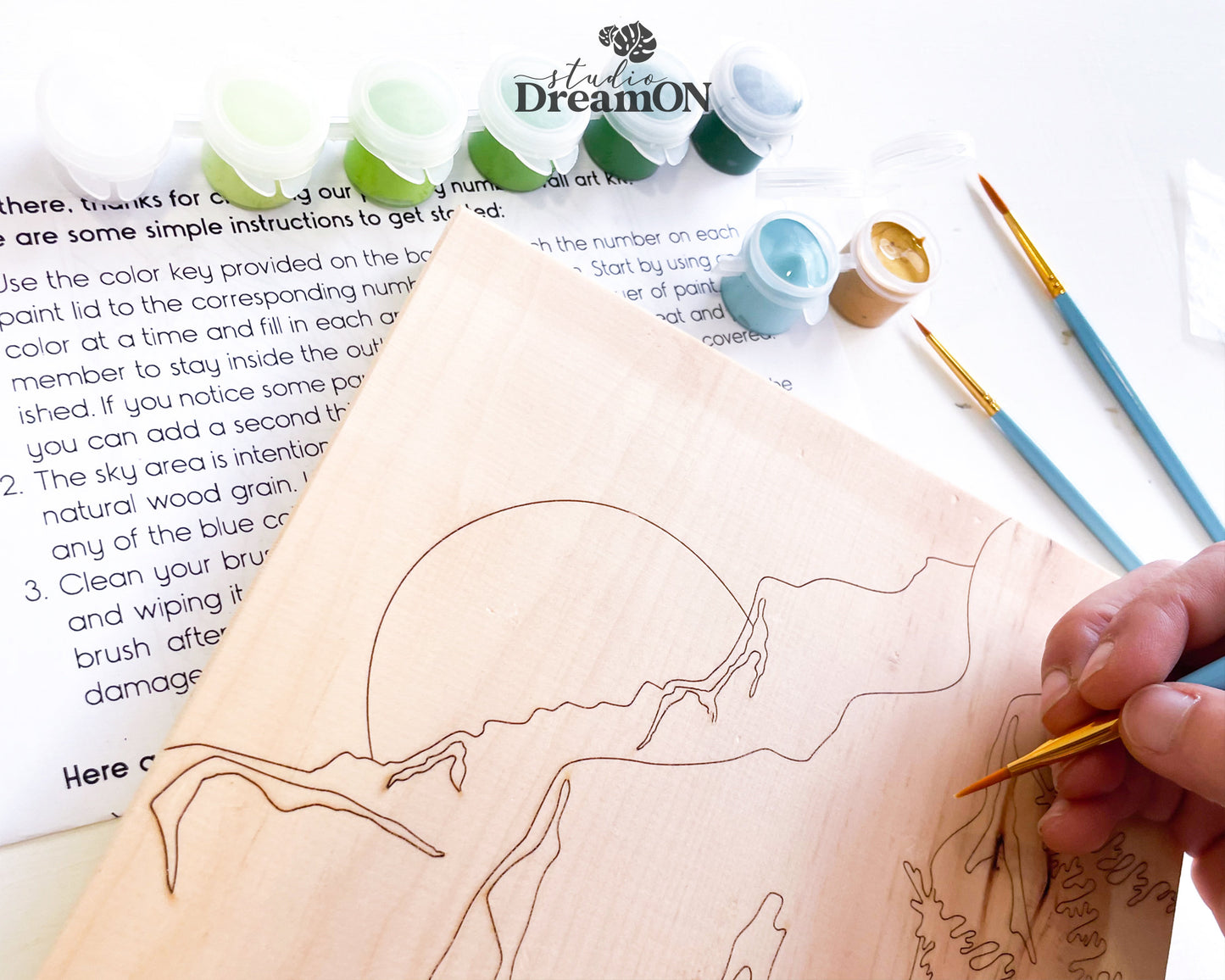 Mountain Paint by Number Kit - Wooden Wall Art DIY Craft Kit for Adults - Do It Yourself Painting Kit