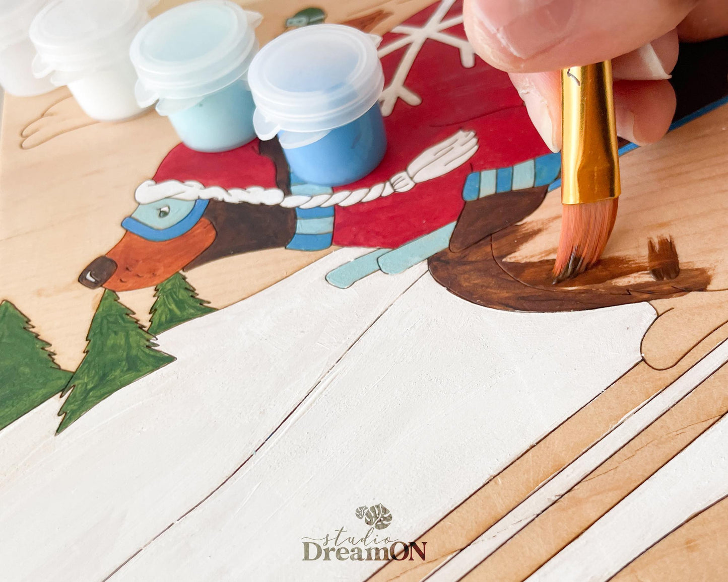 Wood Paint by Number - DIY Painting Craft Kit for Adults - Custom Ski Lodge Decor - Fun Christmas and Ski Gifts
