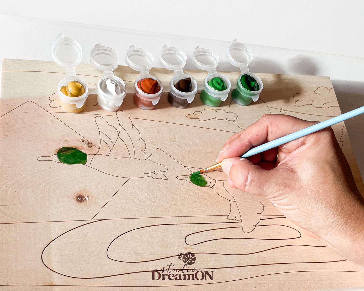 Flying Mallard Ducks DIY Painting Kit for Adults - Duck Hunter Gift - Wood Wall Art Decor for Lake House or Nursery