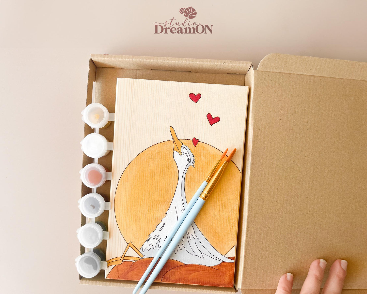 Goose Paint by Number Kit - DIY Adult Craft Kit & Whimsical Home Decor - White Duck Wood Wall Hanging