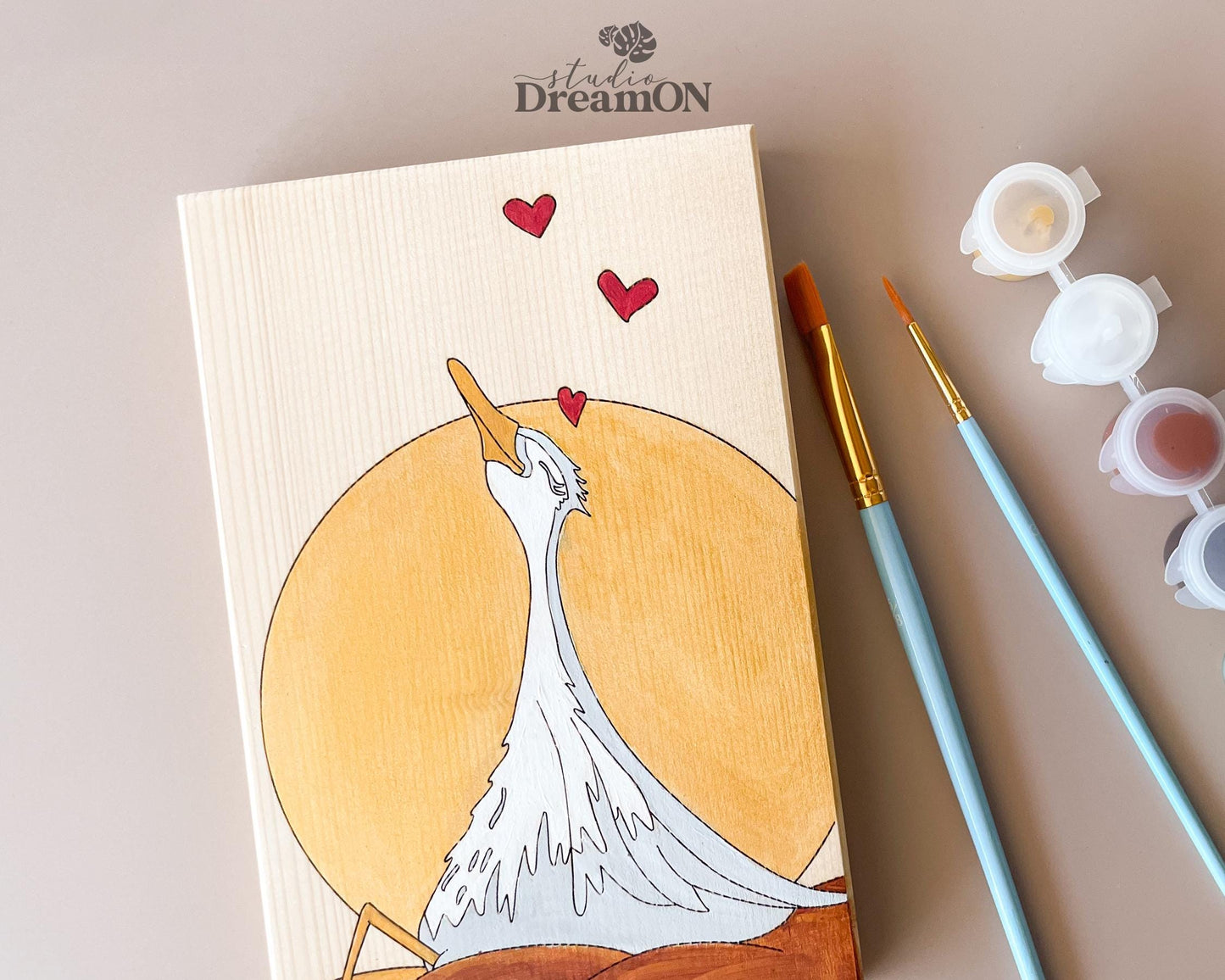 Goose Paint by Number Kit - DIY Adult Craft Kit & Whimsical Home Decor - White Duck Wood Wall Hanging