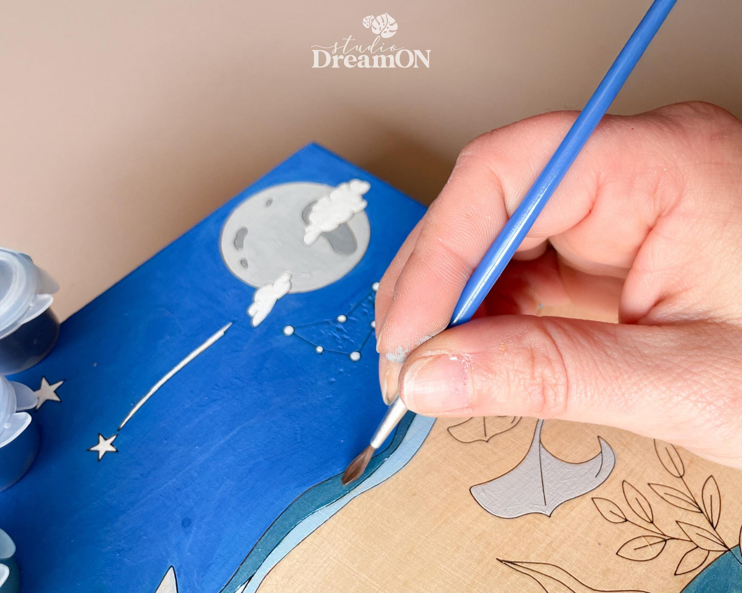 Ocean and Sky Paint by Number Kit - Whale Home Decor Wooden Wall Art Kit for Adults - DIY Night Sky Wall Art