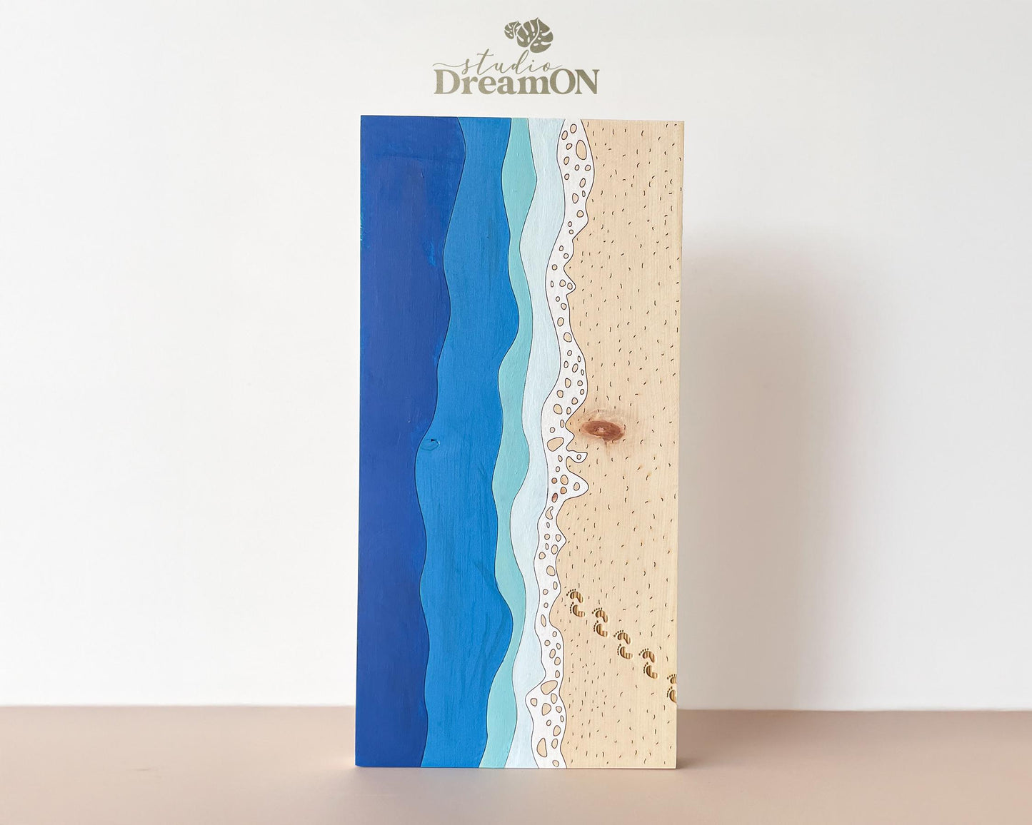 Ocean Paint by Number Kit - Beach Wall Art Decor - Wooden Minimalist Wall Art Kit