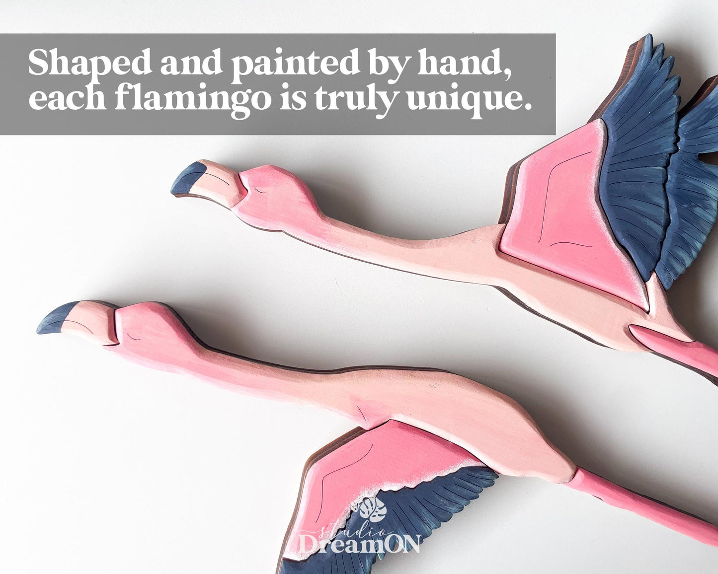 Flying Flamingo Wooden Wall Art Decor - Tropical Hanging Art - Vacation Beach House Home Decoration