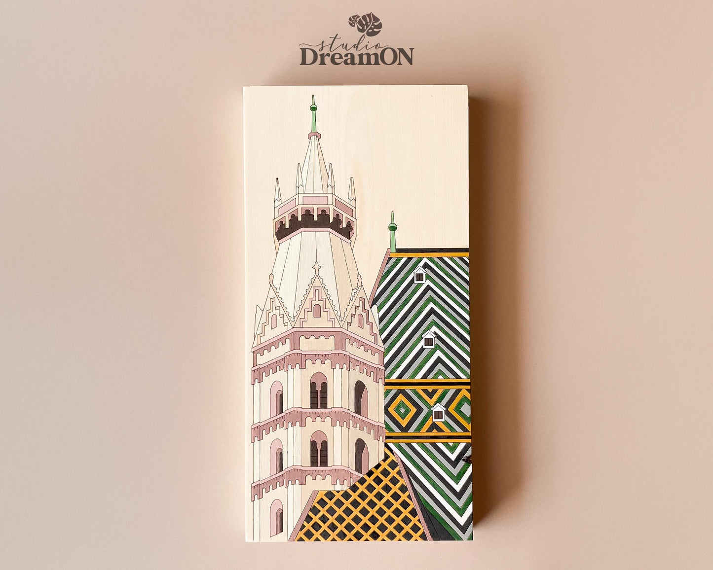 Vienna Paint by Number Kit - Stefansdom Austria DIY Wood Wall Art Decor - Church Landmark DIY Craft Kit for Adults