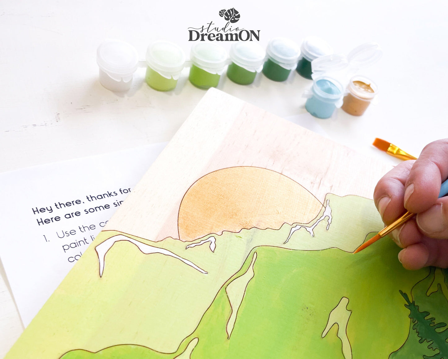 Mountain Paint by Number Kit - Wooden Wall Art DIY Craft Kit for Adults - Do It Yourself Painting Kit