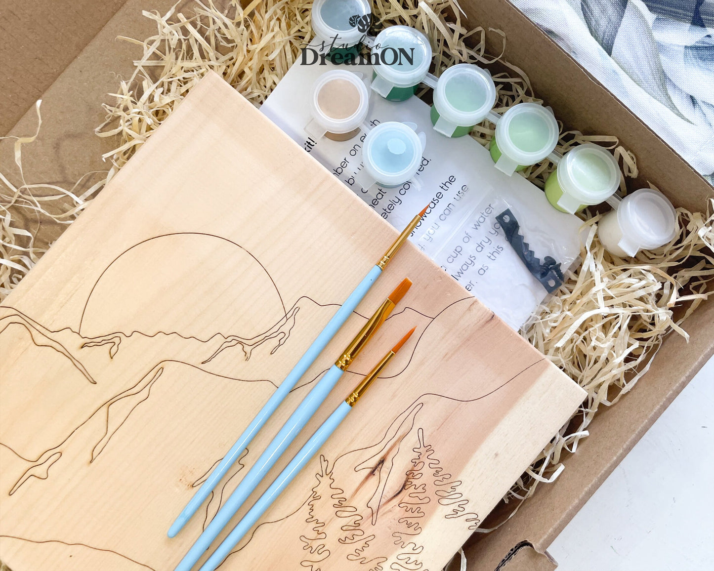 Mountain Paint by Number Kit - Wooden Wall Art DIY Craft Kit for Adults - Do It Yourself Painting Kit