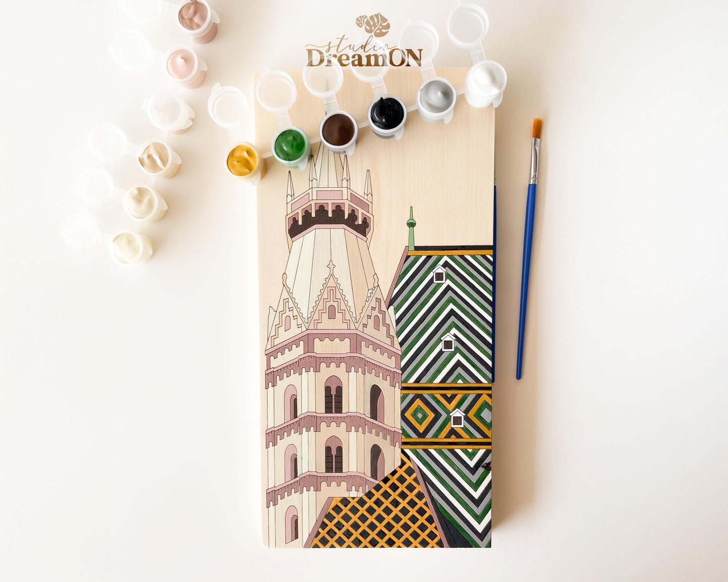 Vienna Paint by Number Kit - Stefansdom Austria DIY Wood Wall Art Decor - Church Landmark DIY Craft Kit for Adults