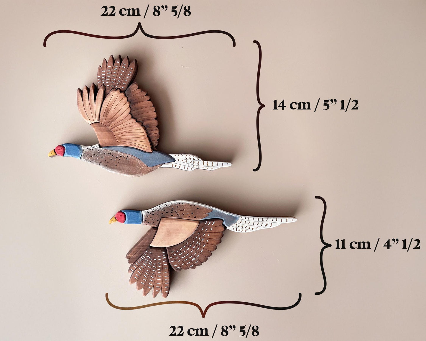 Flying Pheasant Birds Wooden Wall Art Decor - Rustic Lodge Wall Hanging - Farmhouse Home Decor - Hunting Gift - Nature Wall Art