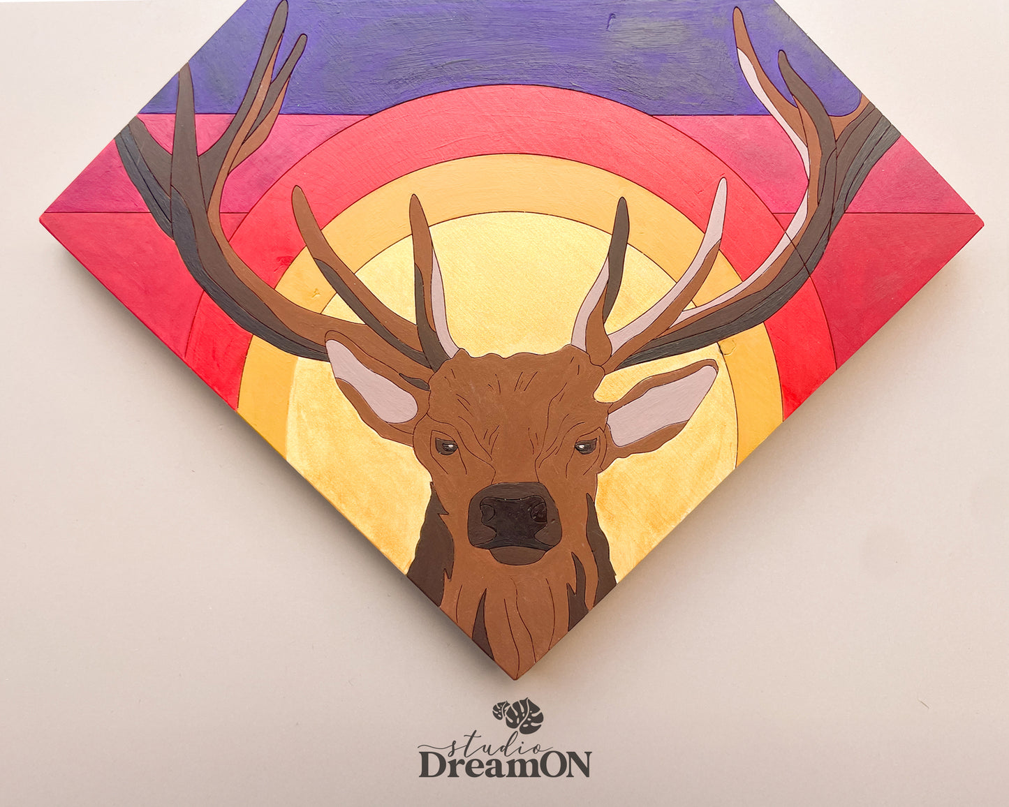 Reindeer Antlers Wood Paint by Number - Paint Your Own Art - DIY Roe Deer Hunter Gift