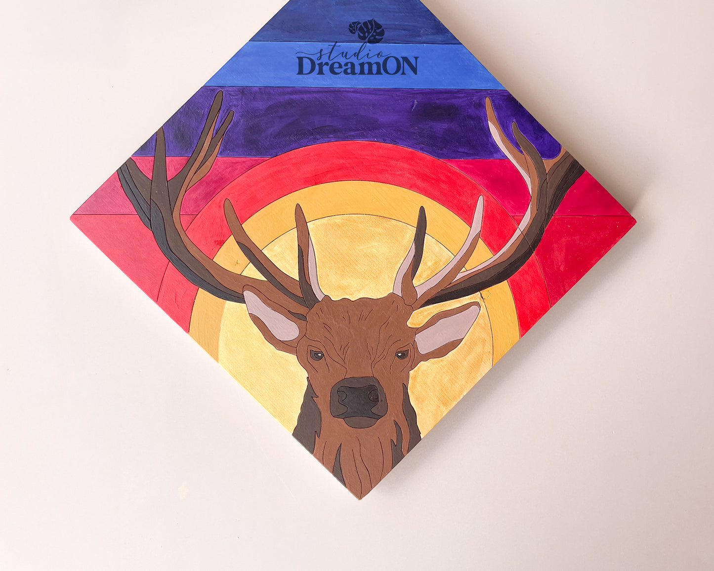 Reindeer Antlers Wood Paint by Number - Paint Your Own Art - DIY Roe Deer Hunter Gift
