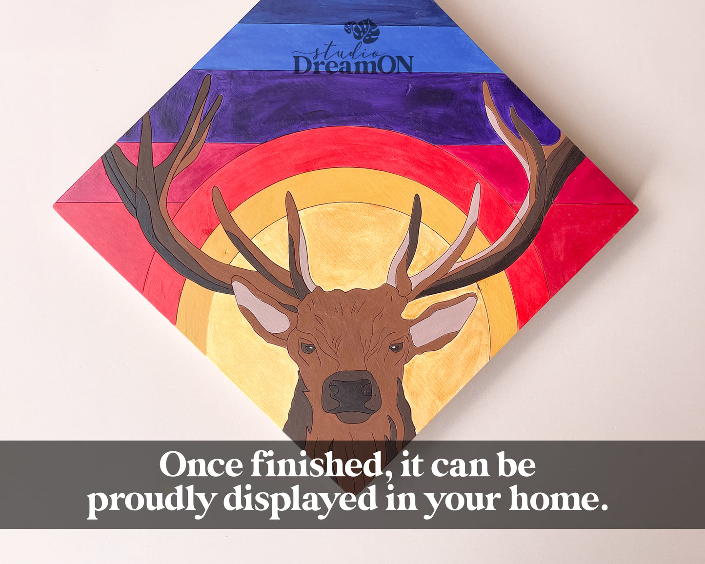 Reindeer Antlers Wood Paint by Number - Paint Your Own Art - DIY Roe Deer Hunter Gift