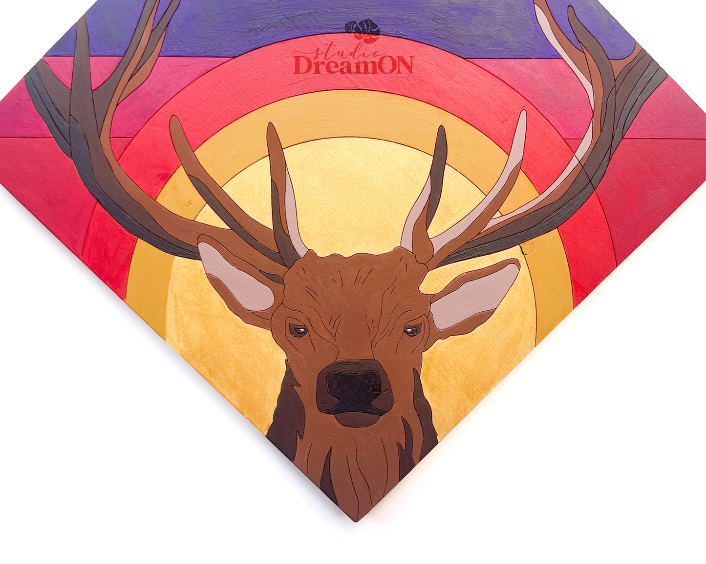 Reindeer Antlers Wood Paint by Number - Paint Your Own Art - DIY Roe Deer Hunter Gift
