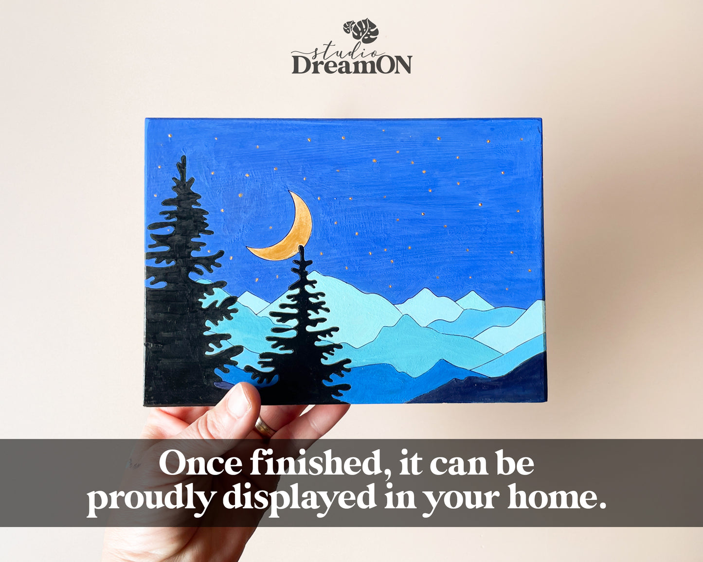 Wood Paint by Number DIY Kit for Adults - Night Mountain DIY Wall Art Craft Kit