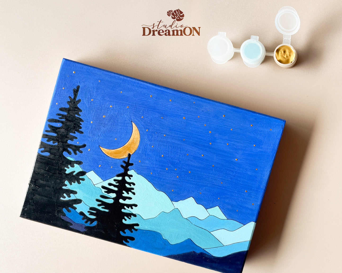 Wood Paint by Number DIY Kit for Adults - Night Mountain DIY Wall Art Craft Kit