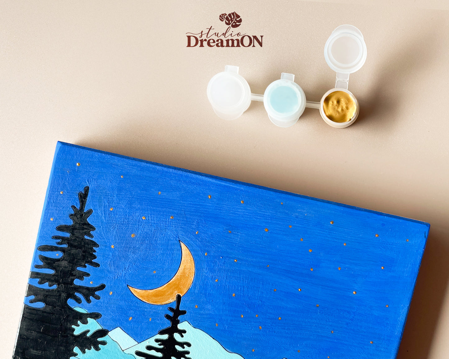 Wood Paint by Number DIY Kit for Adults - Night Mountain DIY Wall Art Craft Kit