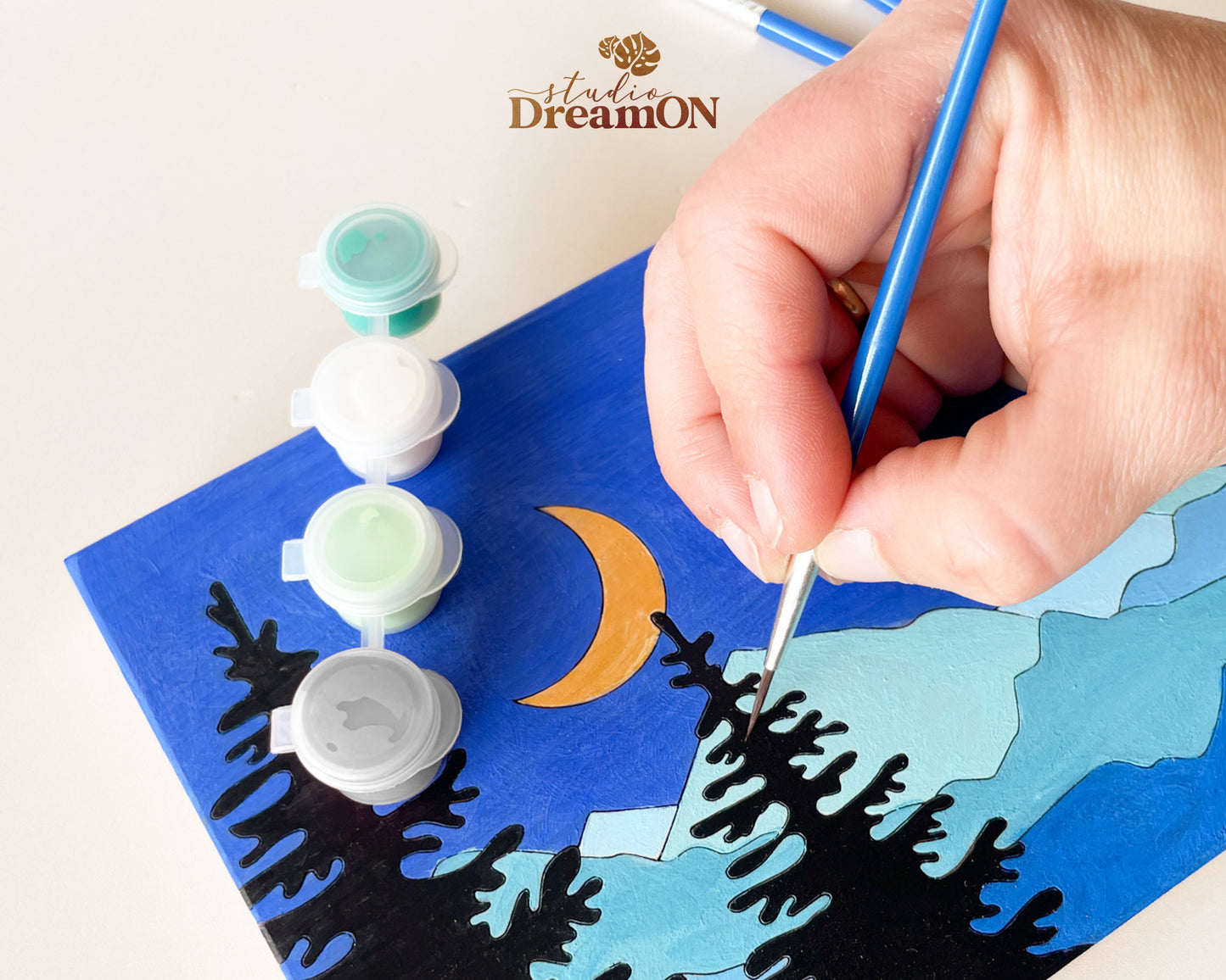 Wood Paint by Number DIY Kit for Adults - Night Mountain DIY Wall Art Craft Kit