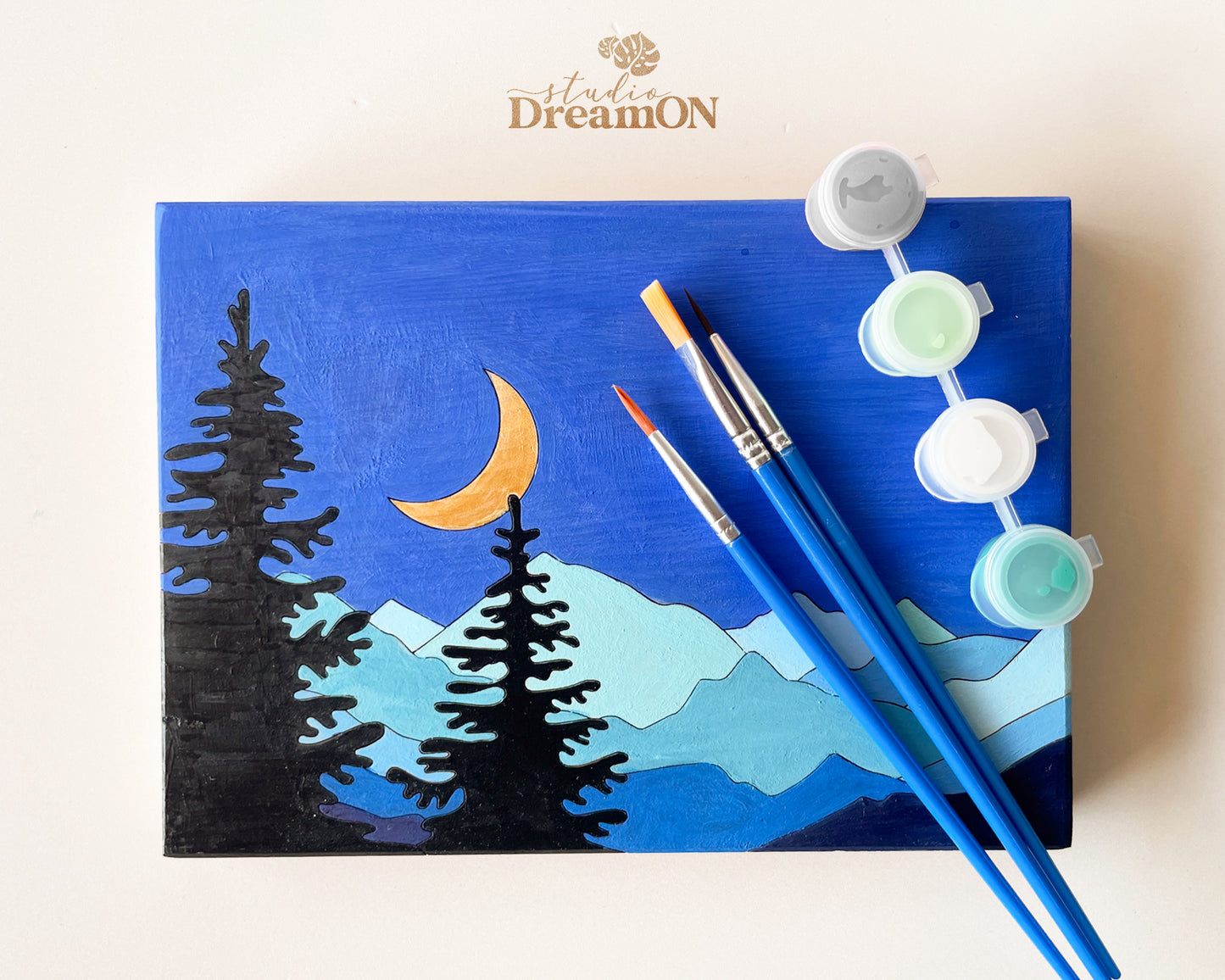 Wood Paint by Number DIY Kit for Adults - Night Mountain DIY Wall Art Craft Kit