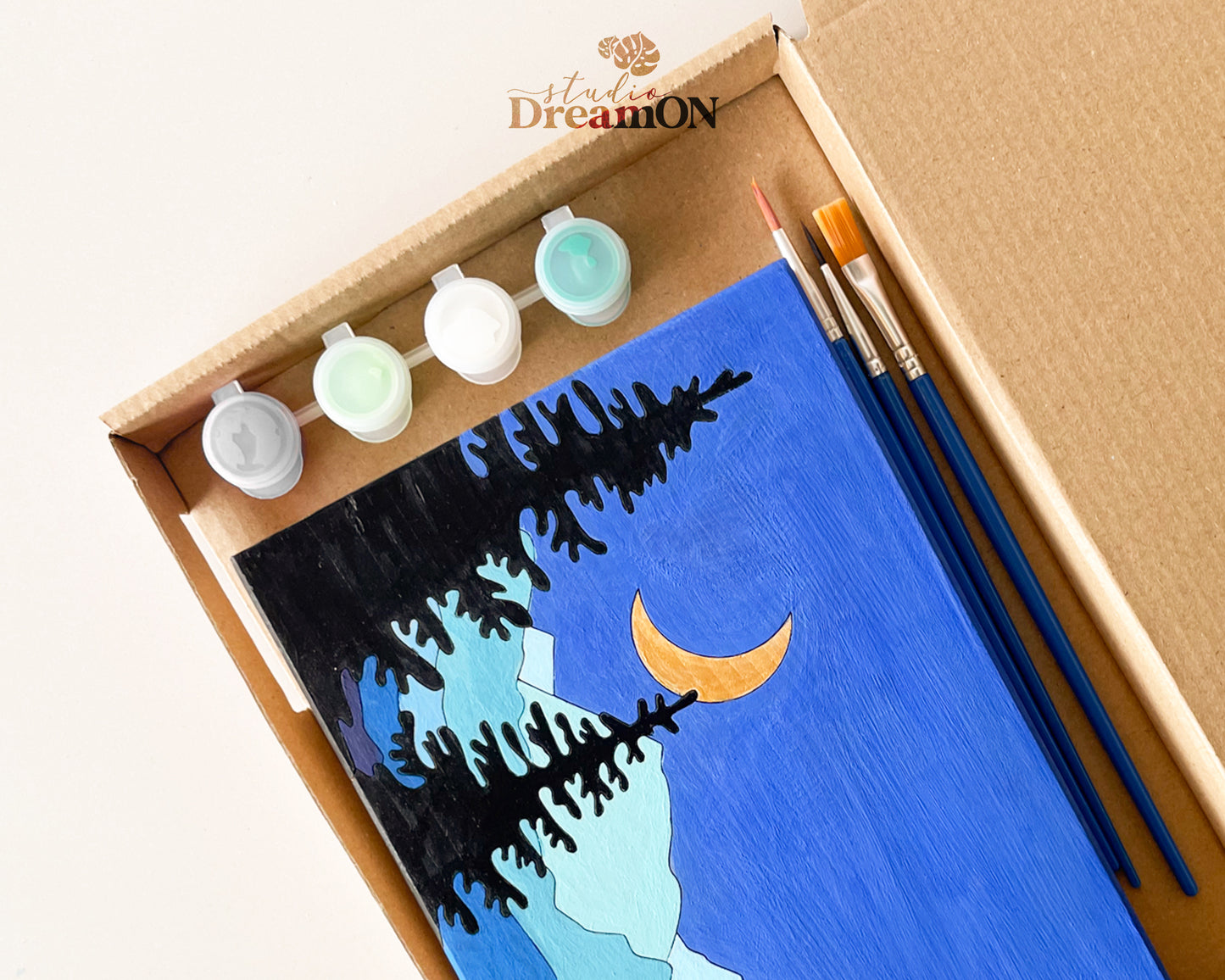 Wood Paint by Number DIY Kit for Adults - Night Mountain DIY Wall Art Craft Kit