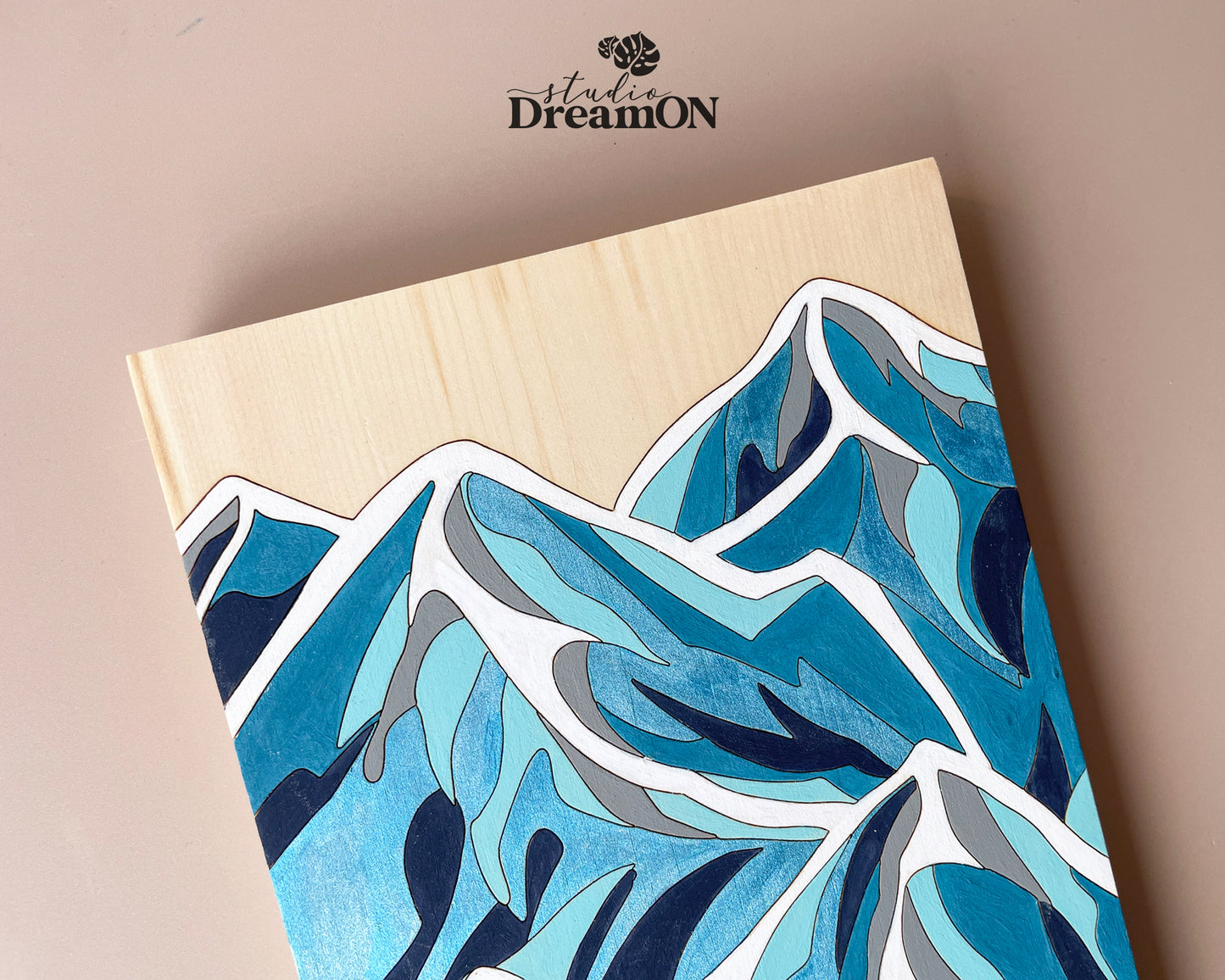 Wood Paint by Number Kit - Mountain Peak Design, Wooden Wall Art Kit