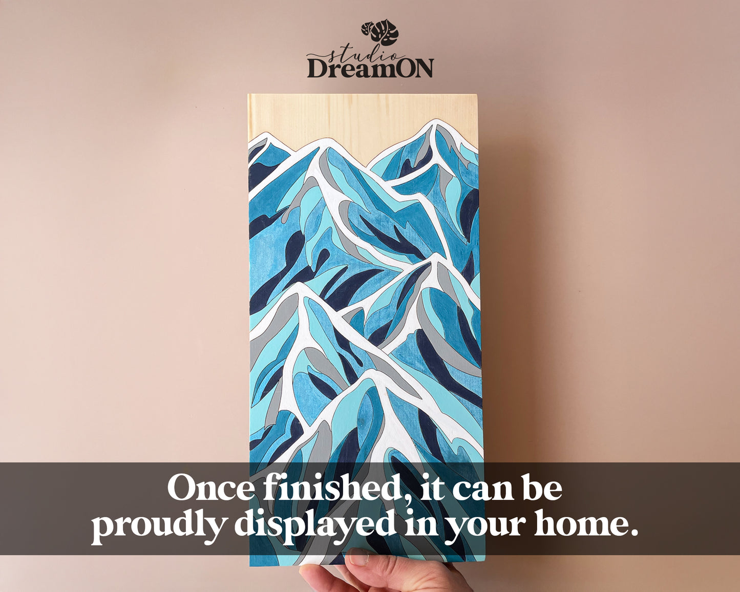 Wood Paint by Number Kit - Mountain Peak Design, Wooden Wall Art Kit