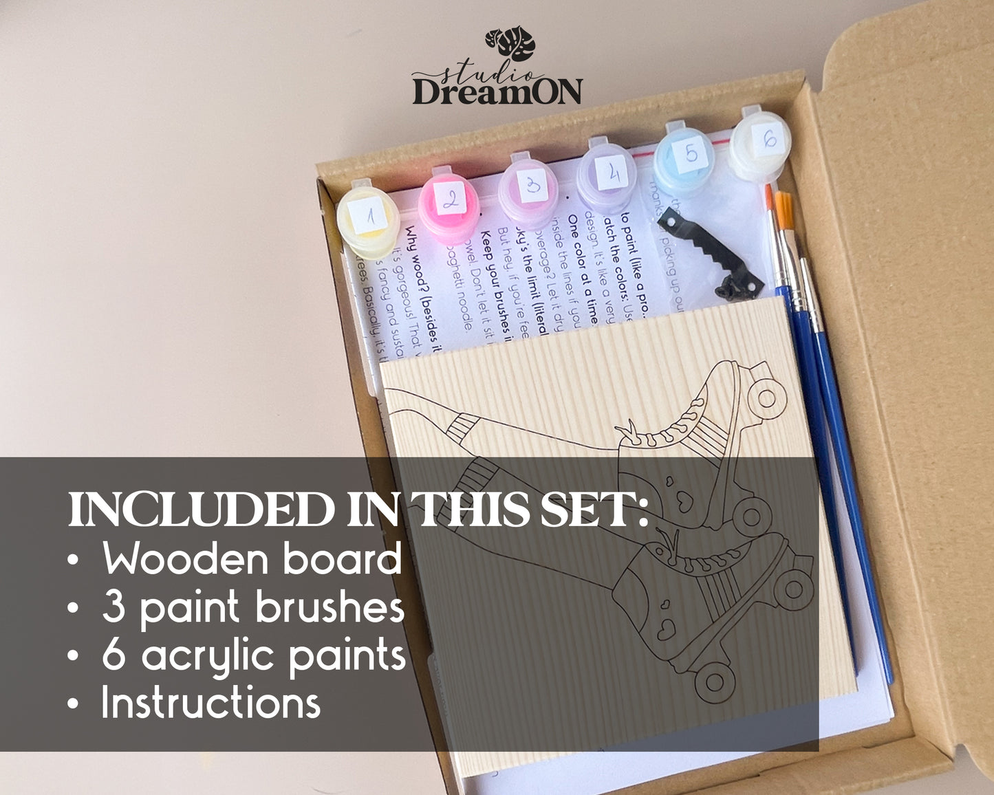 Retro Roller Skates Paint by Number Set - Fun DIY Craft Kit