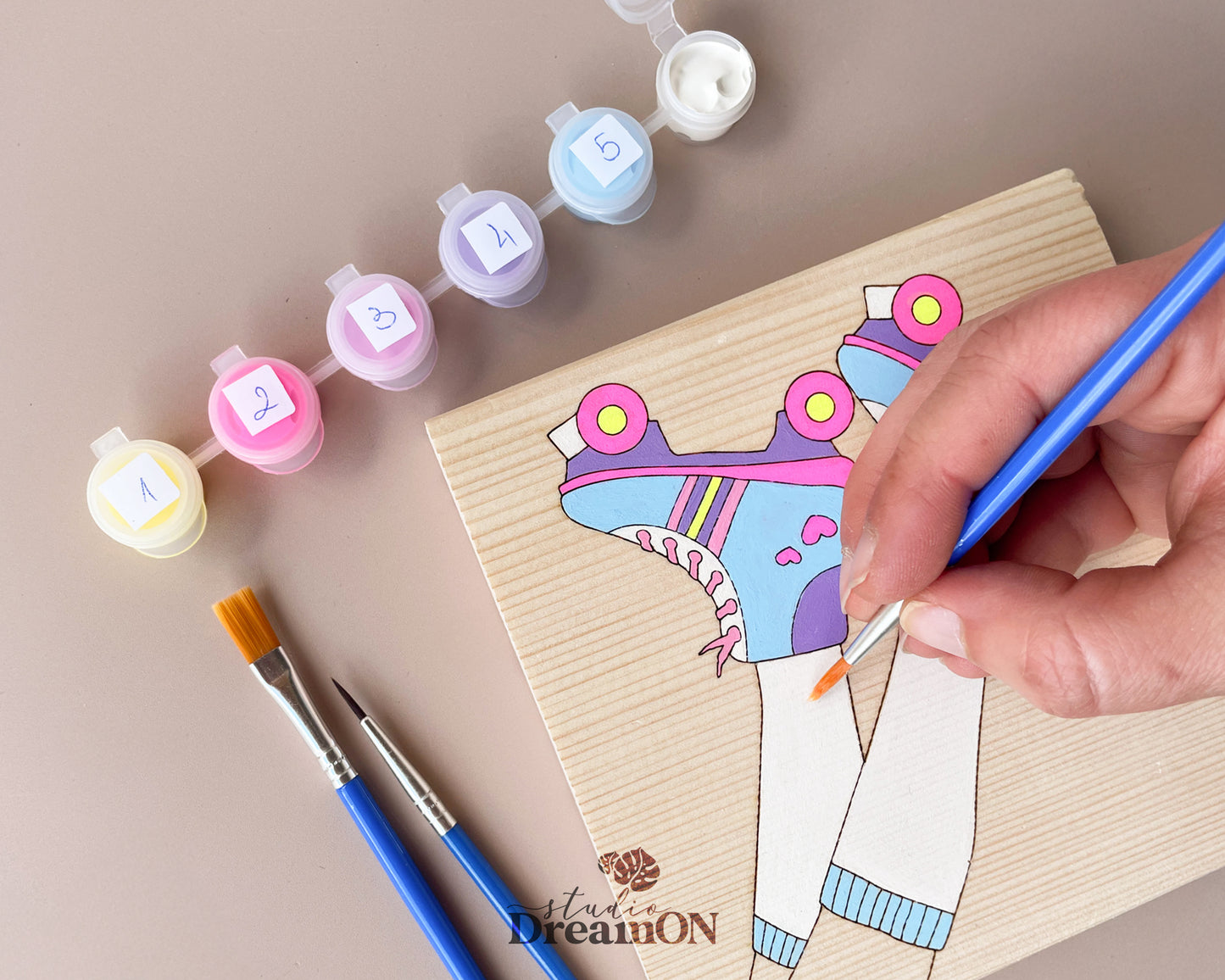 Retro Roller Skates Paint by Number Set - Fun DIY Craft Kit