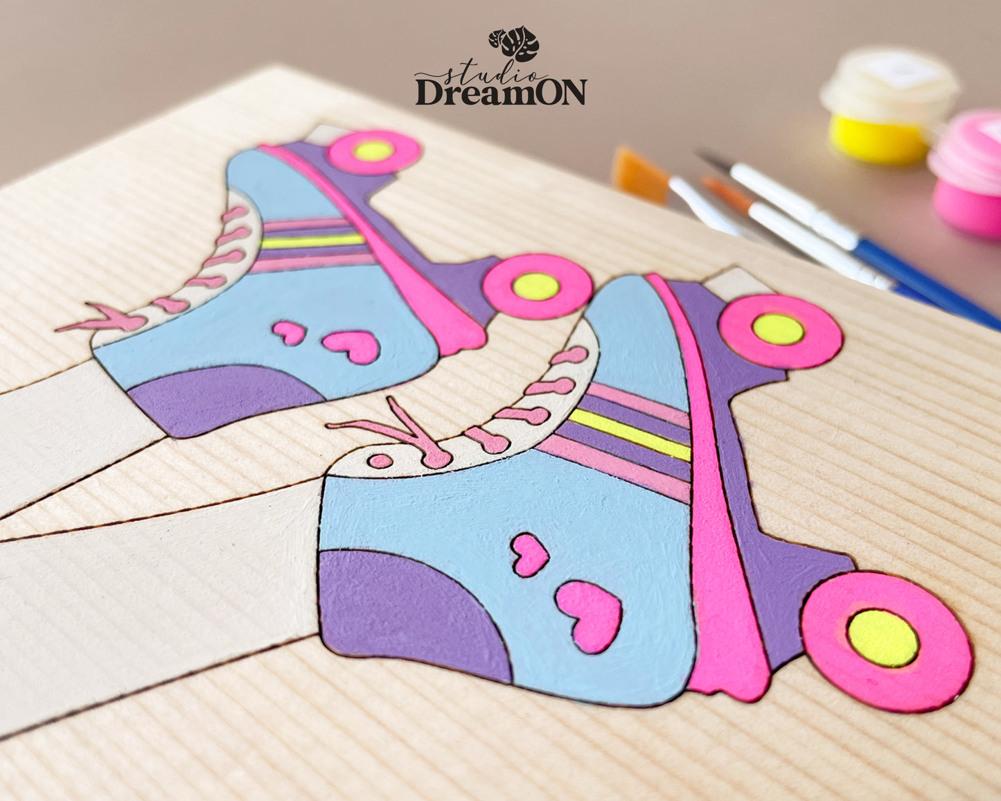 Retro Roller Skates Paint by Number Set - Fun DIY Craft Kit