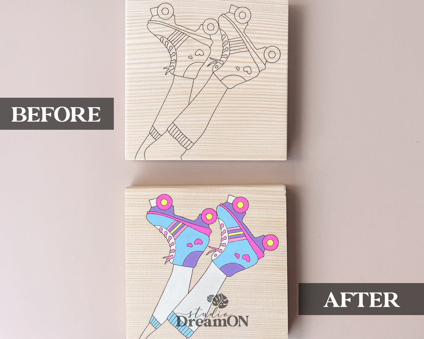 Retro Roller Skates Paint by Number Set - Fun DIY Craft Kit