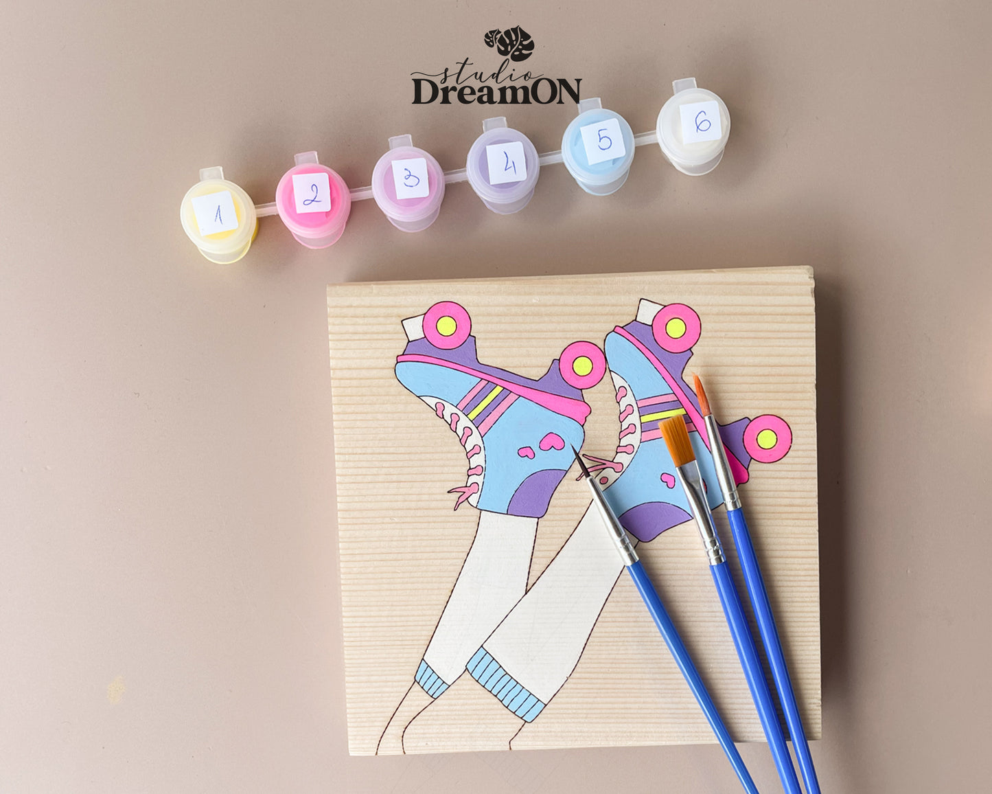 Retro Roller Skates Paint by Number Set - Fun DIY Craft Kit