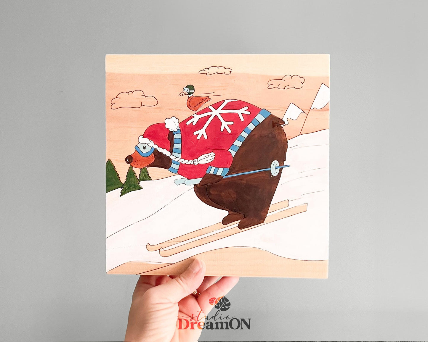 Wood Paint by Number - DIY Painting Craft Kit for Adults - Custom Ski Lodge Decor - Fun Christmas and Ski Gifts