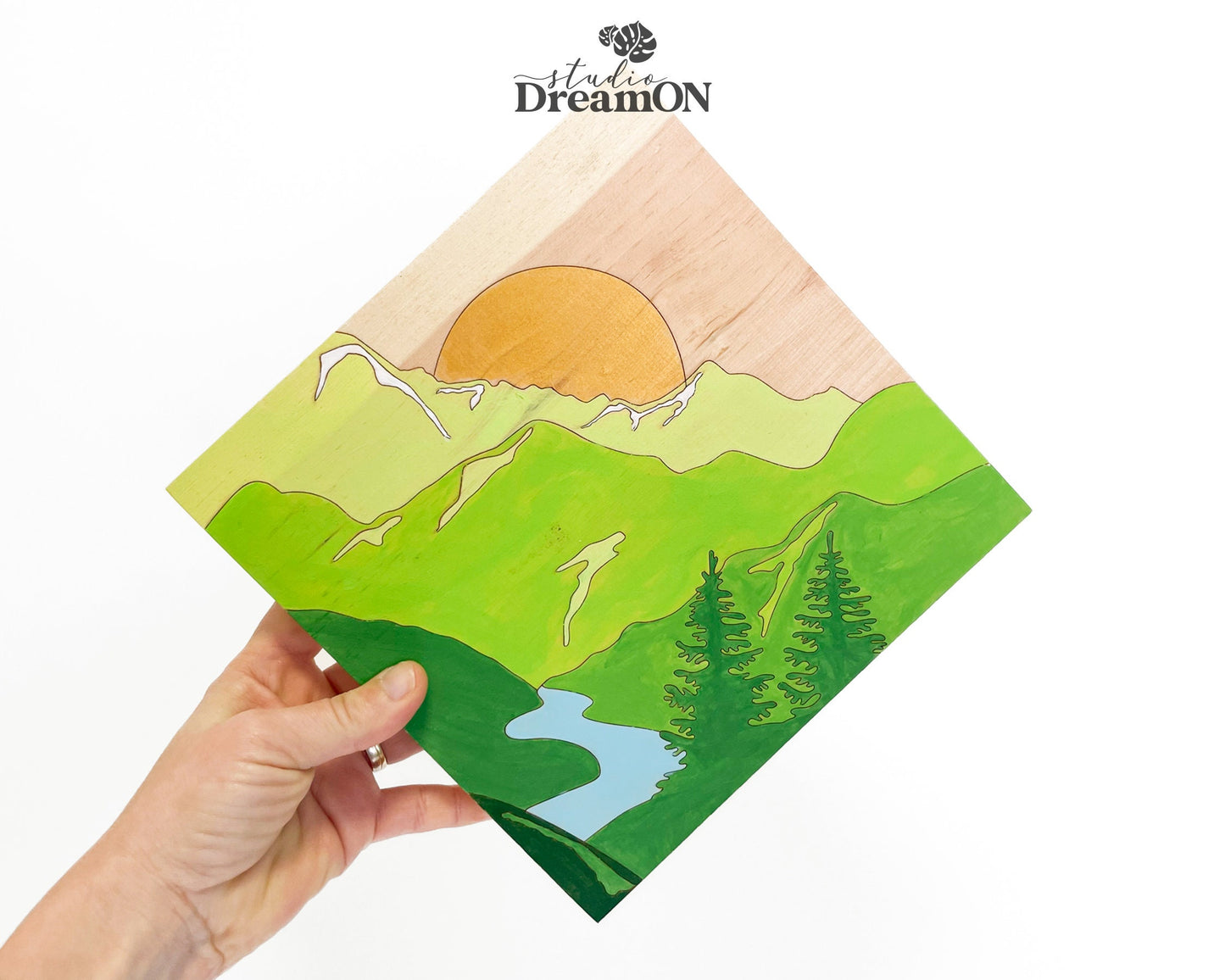 Mountain Paint by Number Kit - Wooden Wall Art DIY Craft Kit for Adults - Do It Yourself Painting Kit