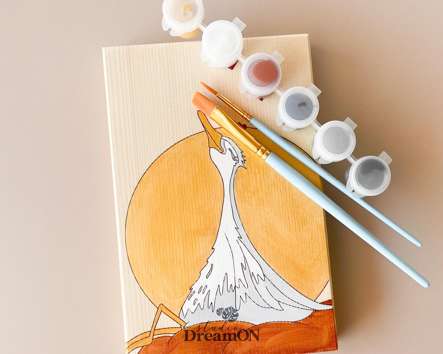 Goose Paint by Number Kit - DIY Adult Craft Kit & Whimsical Home Decor - White Duck Wood Wall Hanging