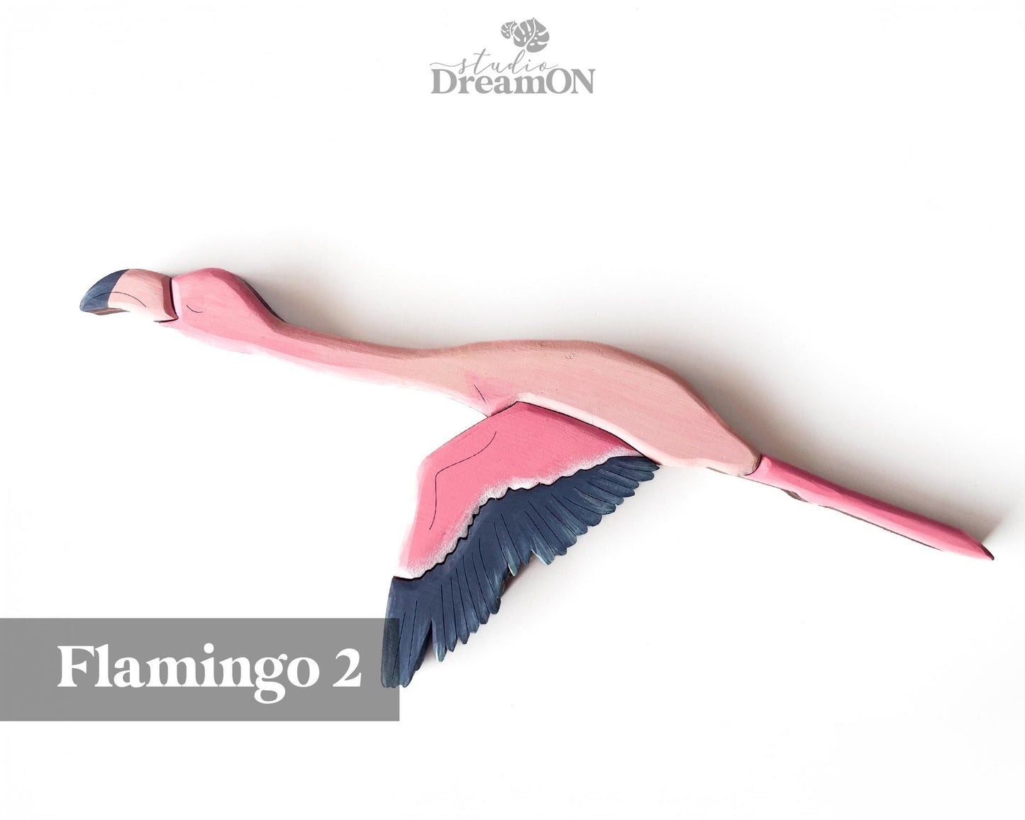 Flying Flamingo Wooden Wall Art Decor - Tropical Hanging Art - Vacation Beach House Home Decoration