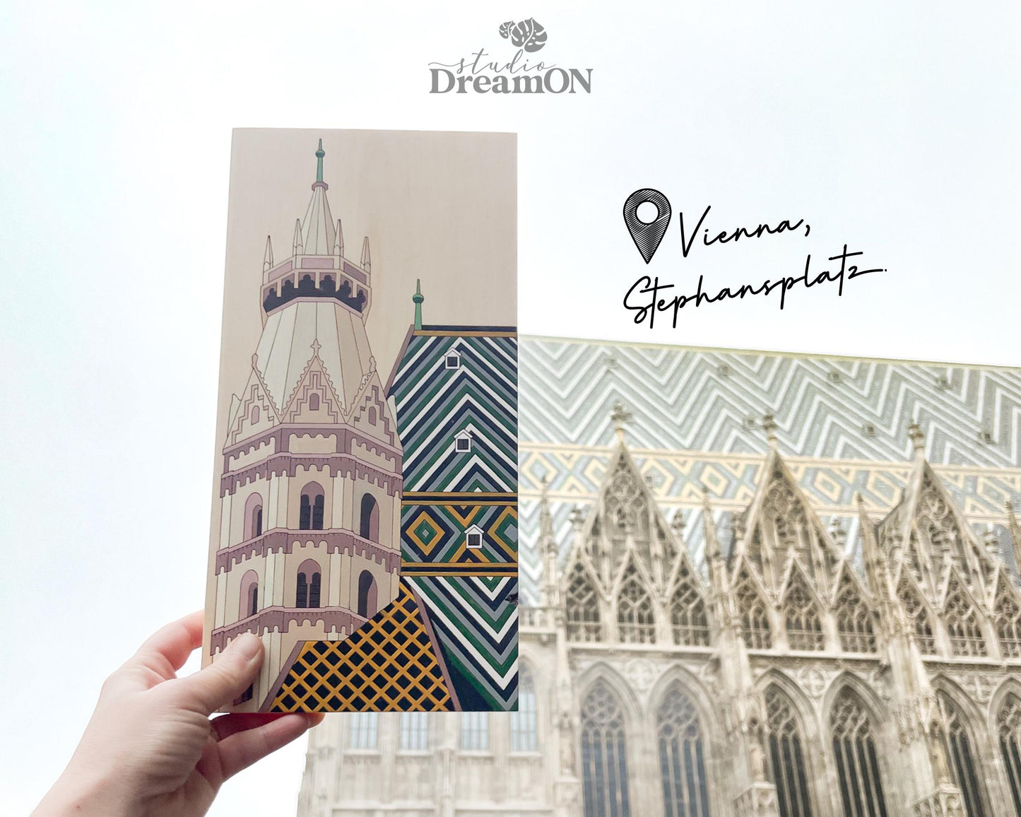 Vienna Paint by Number Kit - Stefansdom Austria DIY Wood Wall Art Decor - Church Landmark DIY Craft Kit for Adults