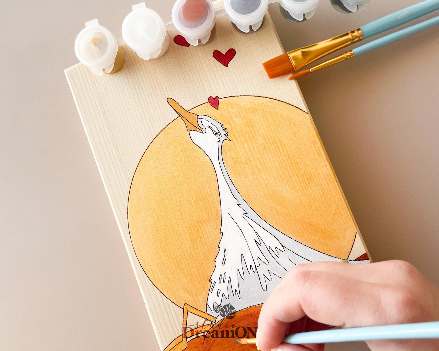 Goose Paint by Number Kit - DIY Adult Craft Kit & Whimsical Home Decor - White Duck Wood Wall Hanging