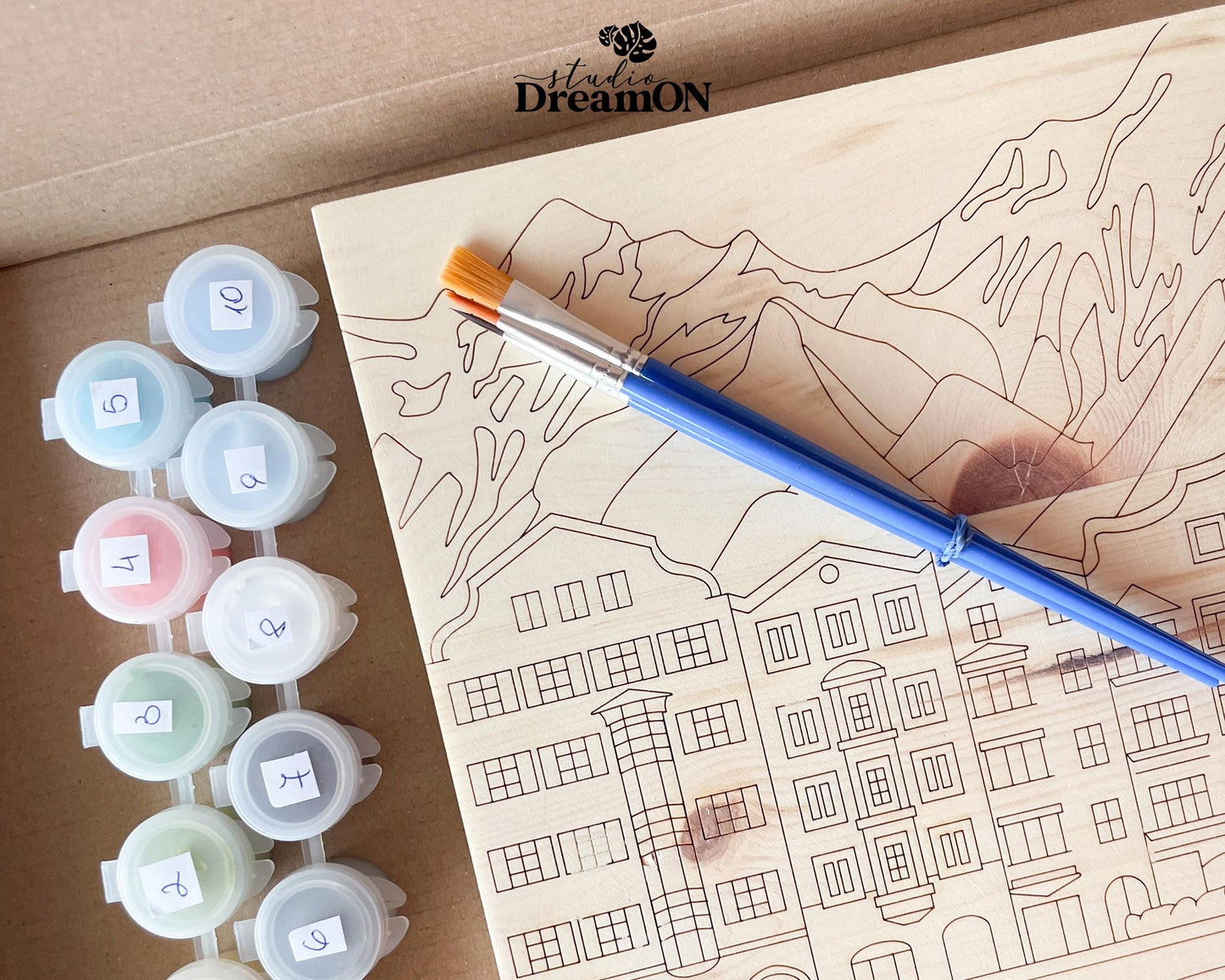 Innsbruck Paint by Number Kit - Mountain City DIY Wood Wall Art Decor - Tirol DIY Craft Kit for Adults