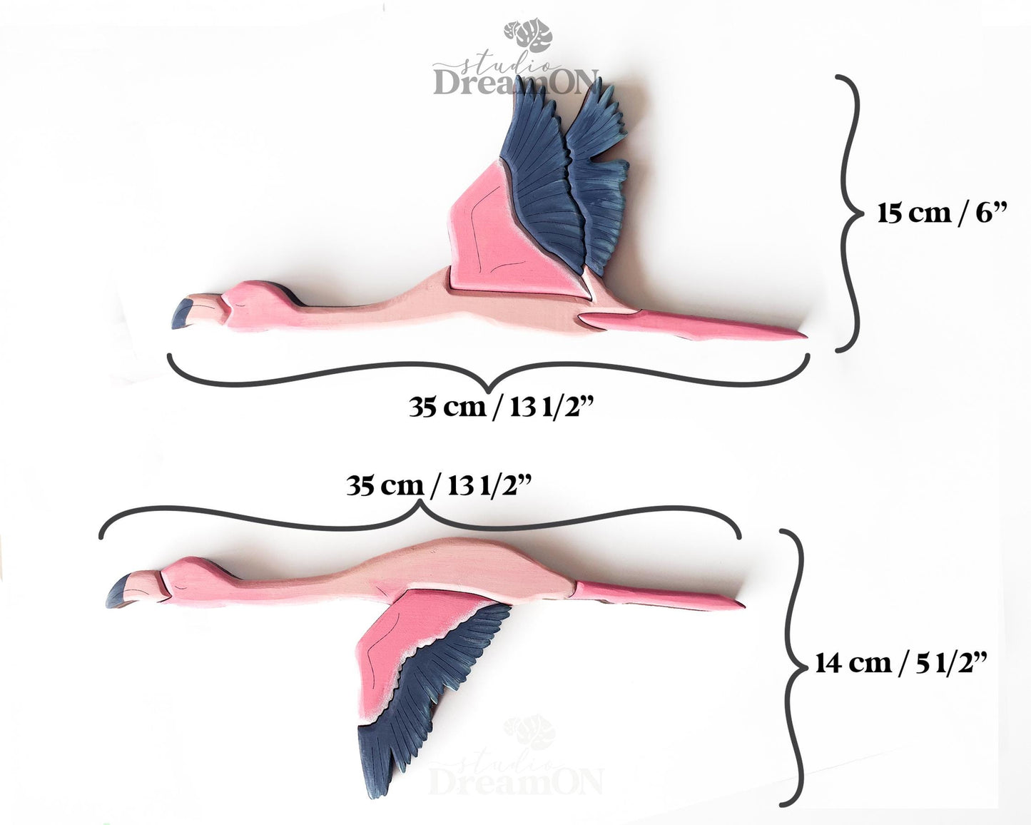 Flying Flamingo Wooden Wall Art Decor - Tropical Hanging Art - Vacation Beach House Home Decoration