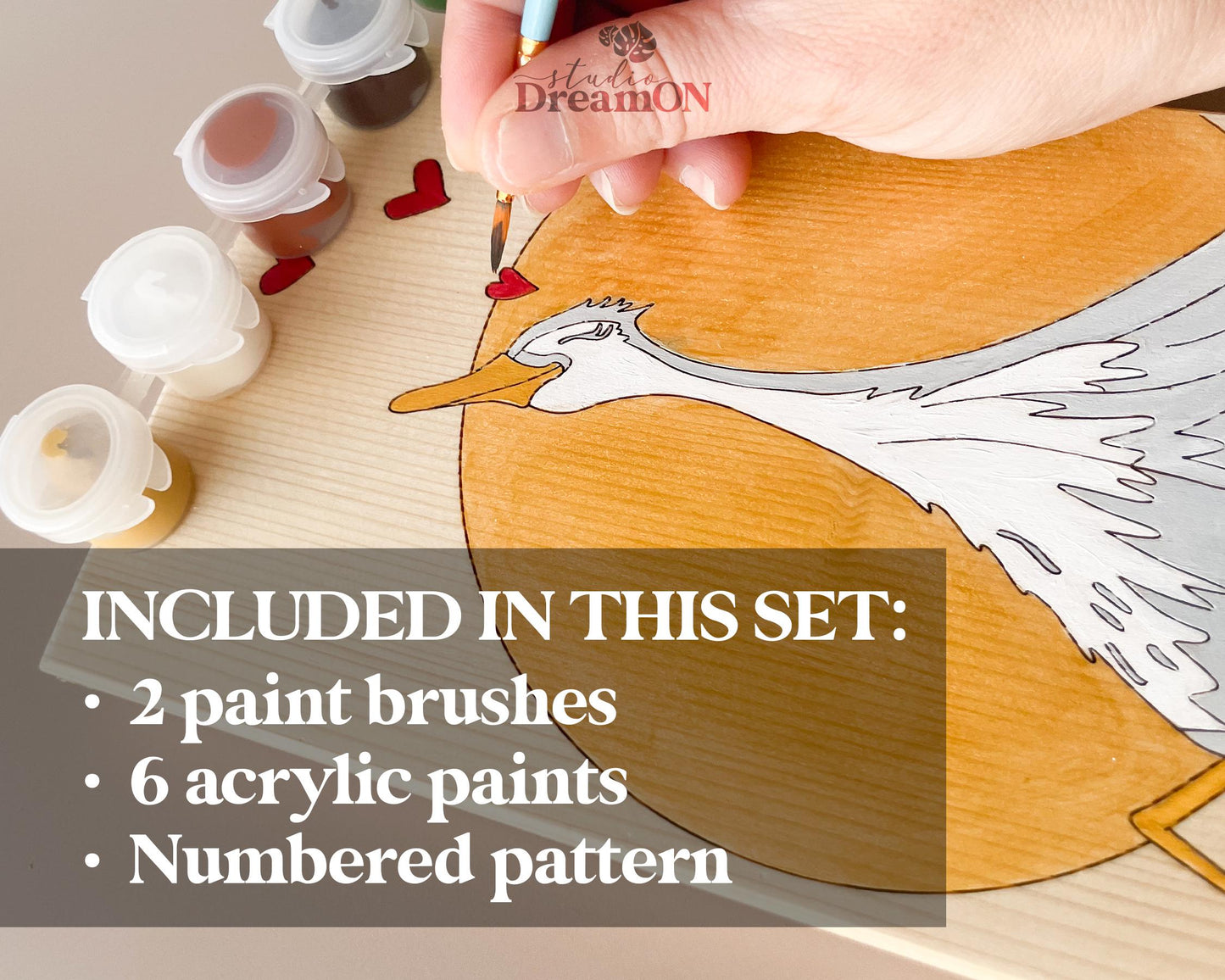 Goose Paint by Number Kit - DIY Adult Craft Kit & Whimsical Home Decor - White Duck Wood Wall Hanging