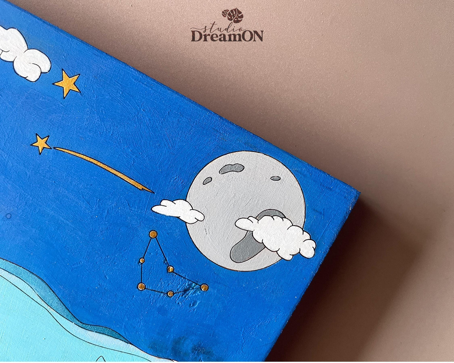 Ocean and Sky Paint by Number Kit -  Whale Home Decor Wooden Wall Art Kit for Adults - DIY Night Sky Wall Art