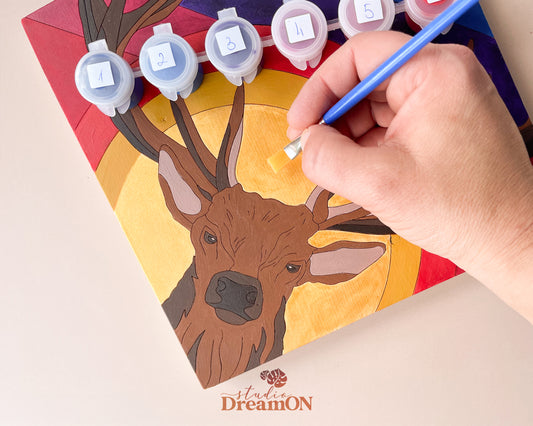 Reindeer Antlers Wood Paint by Number - Paint Your Own Art - DIY Roe Deer Hunter Gift