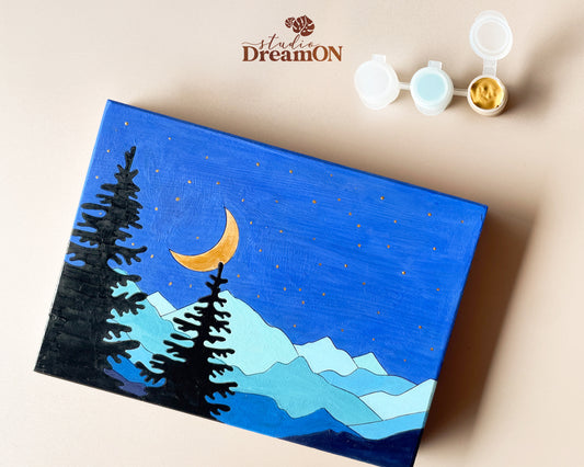 Wood Paint by Number DIY Kit for Adults - Night Mountain DIY Wall Art Craft Kit