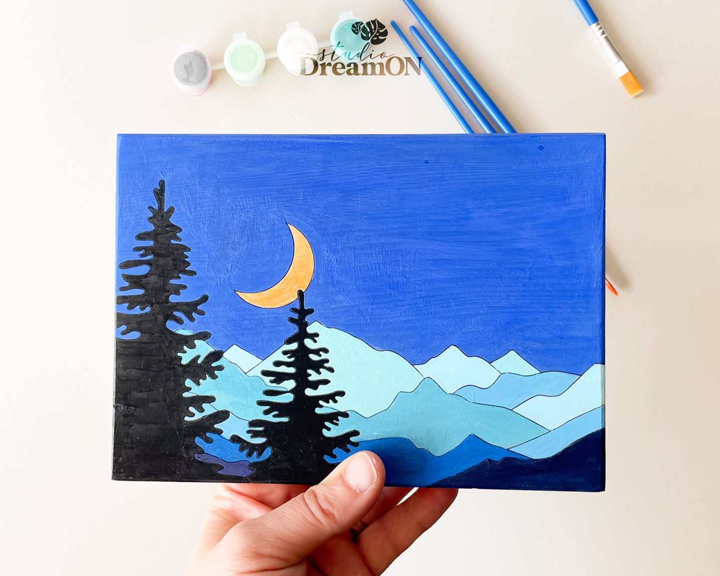 Wood Paint by Number DIY Kit for Adults - Night Mountain DIY Wall Art Craft Kit