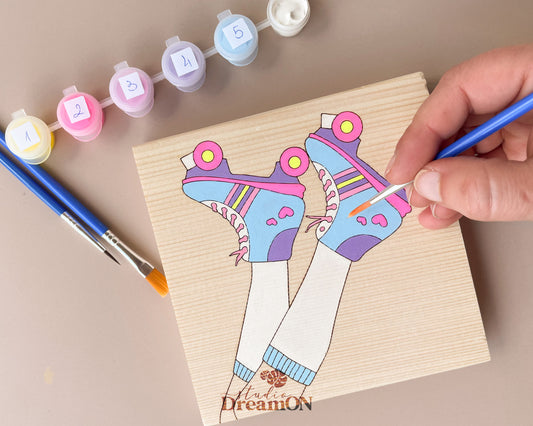 Retro Roller Skates Paint by Number Set - Fun DIY Craft Kit
