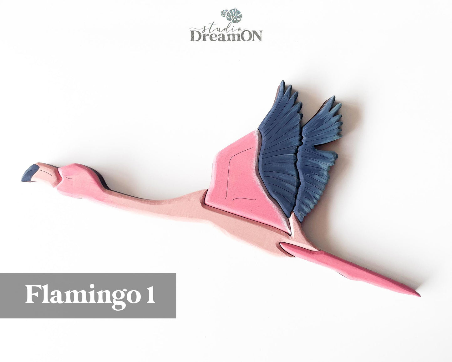 Flying Flamingo Wooden Wall Art Decor - Tropical Hanging Art - Vacation Beach House Home Decoration
