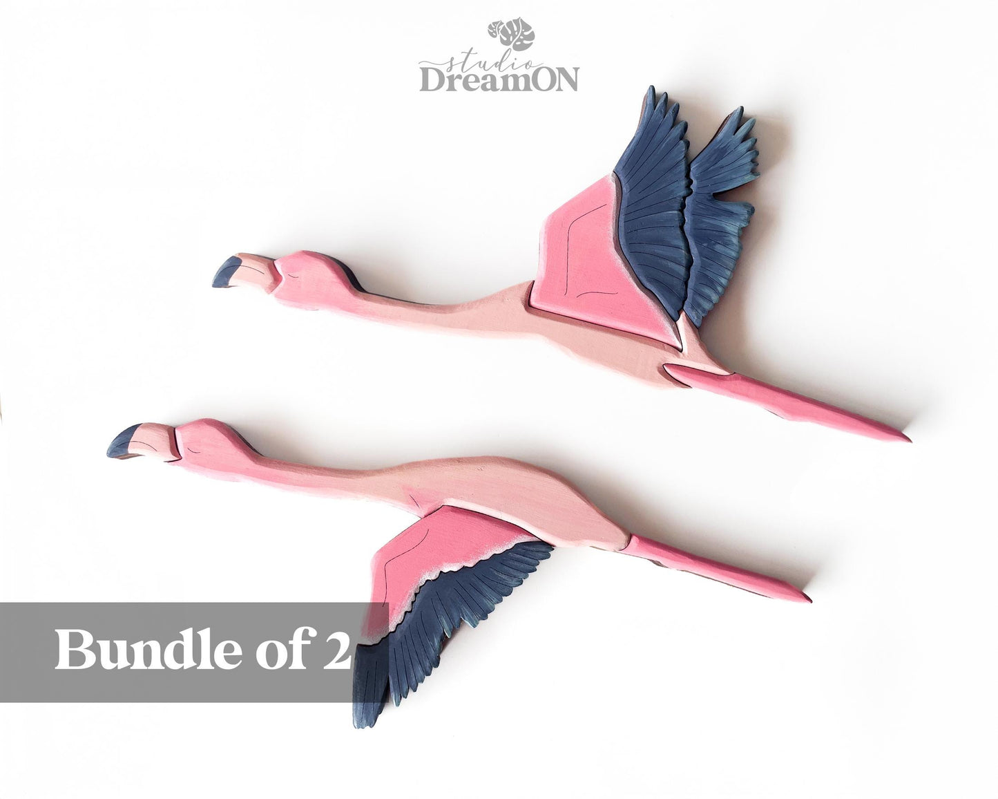Flying Flamingo Wooden Wall Art Decor - Tropical Hanging Art - Vacation Beach House Home Decoration