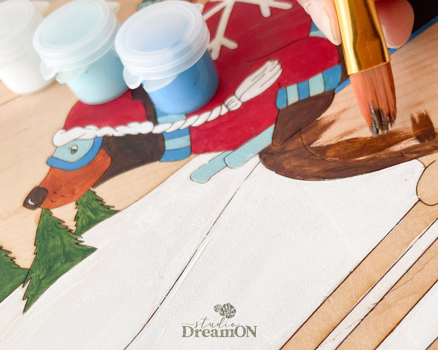 Wood Paint by Number - DIY Painting Craft Kit for Adults - Custom Ski Lodge Decor - Fun Christmas and Ski Gifts