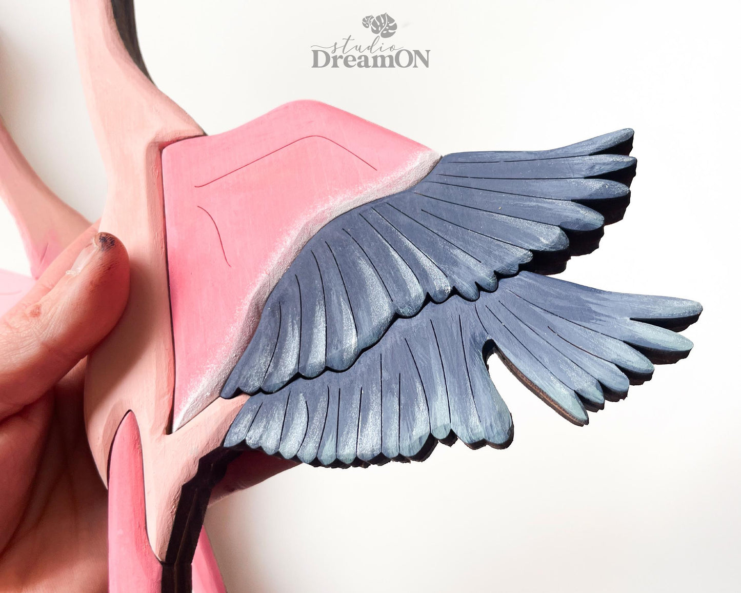 Flying Flamingo Wooden Wall Art Decor - Tropical Hanging Art - Vacation Beach House Home Decoration